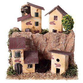 Small village on the hill 15x15x15 cm nativity scene 10-12 cm