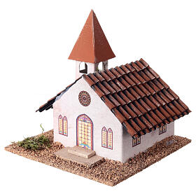Kirche mit Glockenturm – 12 × 12 × 12 cm – Krippenzubehör