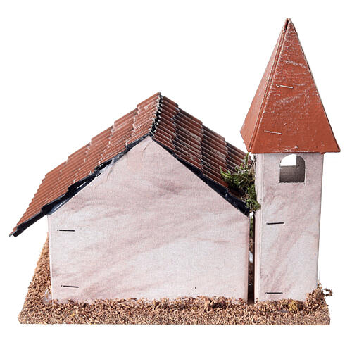 Church with bell tower 15x15x15 cm for nativity scene 4