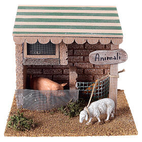 Kiosk ze zwierzętami, 15x15x15 cm, do szopki 14-16 cm