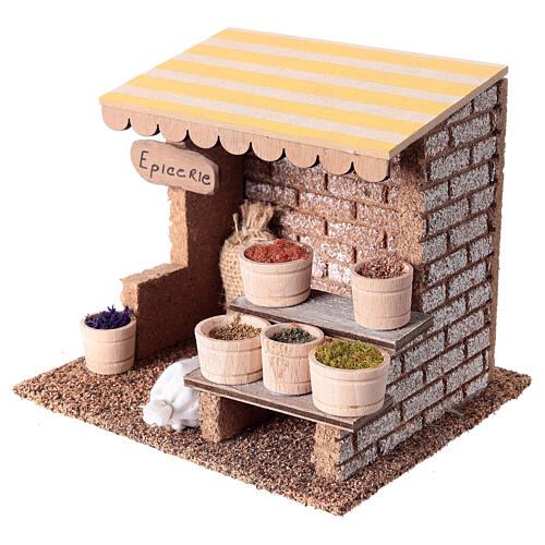 Scena chiosco delle spezie 15x15x15 cm presepe 14-16 cm 2