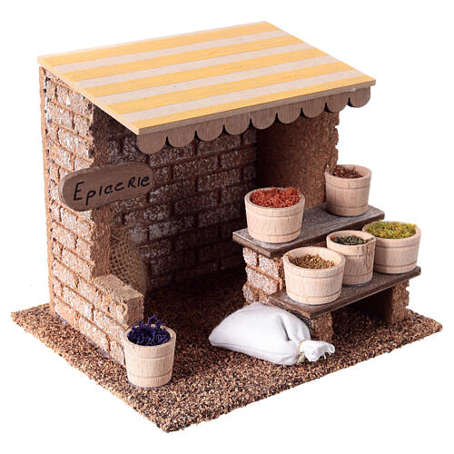 Scena chiosco delle spezie 15x15x15 cm presepe 14-16 cm 3