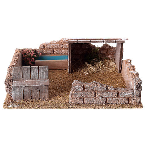 Empty pig enclosure for 14-16 cm Nativity Scene, 5x20x15 cm 1