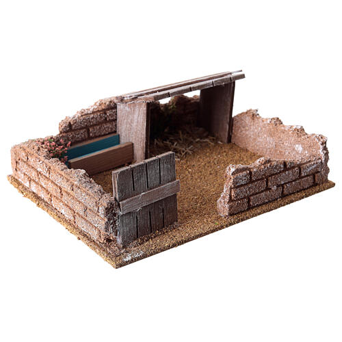 Empty pig enclosure for 14-16 cm Nativity Scene, 5x20x15 cm 3