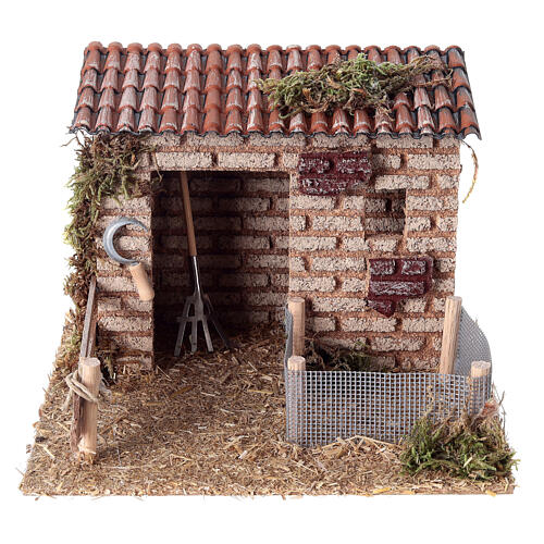 Empty stable for 14-16 cm Nativity Scene, 15x15x15 cm 1