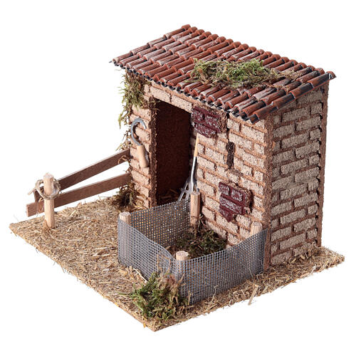 Empty stable for 14-16 cm Nativity Scene, 15x15x15 cm 2