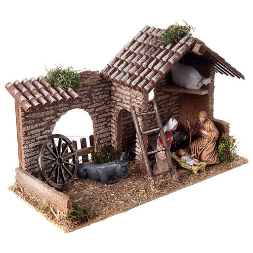 Stall aus Kork mit Geburt Christi von Moranduzzo, für 8–12-cm-Krippe – 20 × 30 × 15 cm 3