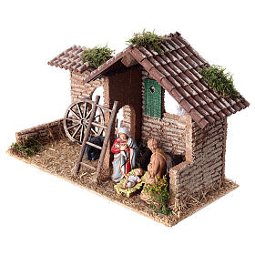 Cork stable with 8 cm Moranduzzo Nativity, 20x30x15 cm