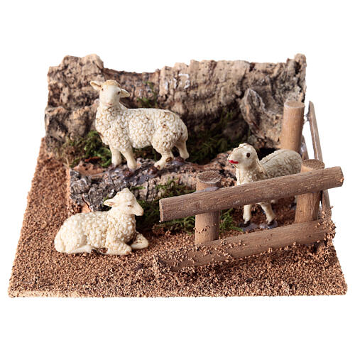 Moutons sur colline 5x15x15 cm crèche 14-16 cm 1