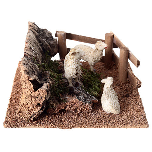 Moutons sur colline 5x15x15 cm crèche 14-16 cm 3