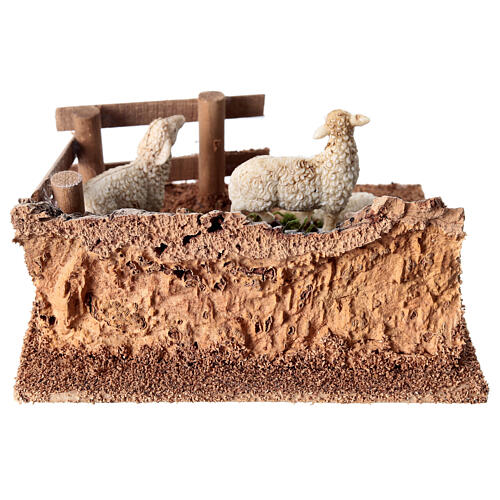 Moutons sur colline 5x15x15 cm crèche 14-16 cm 5
