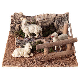 Pecore in collina 5x15x15 cm presepe 14-16 cm