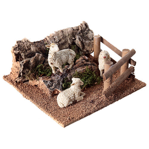 Pecore in collina 5x15x15 cm presepe 14-16 cm 2