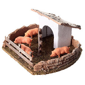 Enclosure with pigs 10x15x15 cm nativity scene 14-16 cm