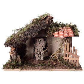 Stable with double roof 15x15x15 cm nativity scene 14-16 cm