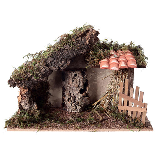 Stable with double roof 15x15x15 cm nativity scene 14-16 cm 1