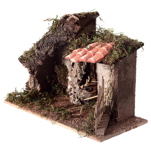 Stable with double roof 15x15x15 cm nativity scene 14-16 cm 2