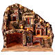 Neapolitan Nativity Scene setting for 10 cm figurines, lights and fountain, 50x50x35 cm s1