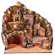 Neapolitan Nativity Scene setting for 10 cm figurines, lights and fountain, 50x50x35 cm s1