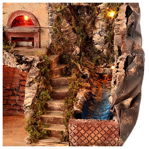 Presepe napoletano illuminato forno e ruscello per statue 12 cm 50x35x30 cm 2