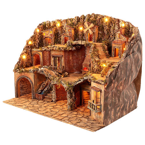 Presepe Napoli ruscello mulino per statue 12 cm 75x100x70 cm 5