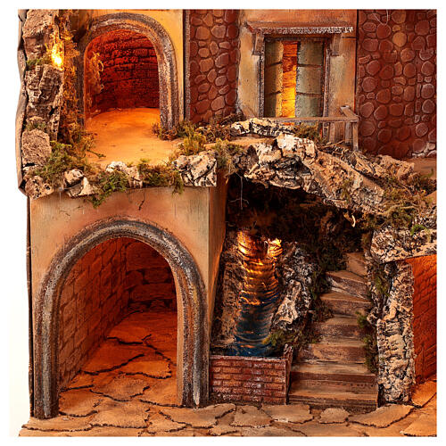 Scenografia wioski ze strumykiem i młynem, figury 10–12cm, 75×100×70 cm 2