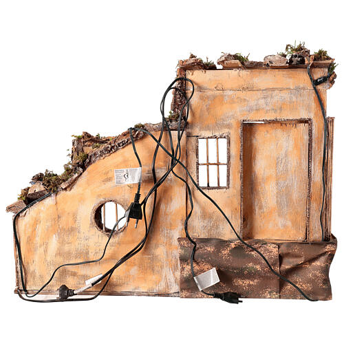 Ruined building for 8 cm Neapolitan Nativity Scene with fountain, cork and wood, 50x65x40 cm 6