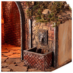 Bâtiment en ruine crèche napolitaine 8 cm bois liège avec fontaine 50x65x40 cm