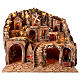 Neapolitan Nativity Scene setting for 12 cm characters, lights oven brook and windmill, 65x70x65 cm s1