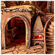 Neapolitan Nativity Scene setting for 12 cm characters, lights oven brook and windmill, 65x70x65 cm s2