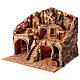 Presepe napoletano per statue 12 cm legno luci forno ruscello e mulino 65x70x65 cm s5