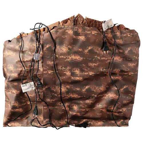 Presépio napolitano para figuras de 12 cm madeira luzes forno ribeira e moinho 65x70x65 cm 7