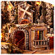Neapolitan nativity scene for statues 12 cm wood lights oven stream and mill 65x70x65 cm s4