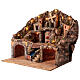 Neapolitan Nativity Scene setting for 10 cm figurines with oven brook and windmill, cork and wood, 55x60x40 cm s5