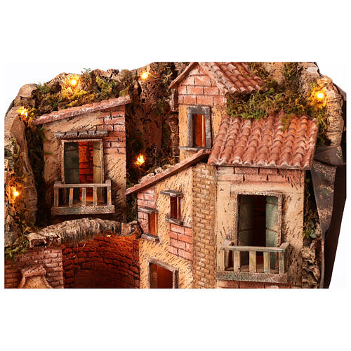Presepe napoletano con fontana per statue 12 cm illuminato 55x55x40 cm 4
