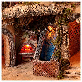Neapolitan nativity scene for 12 cm statues with oven stream mill 50x60x40 cm