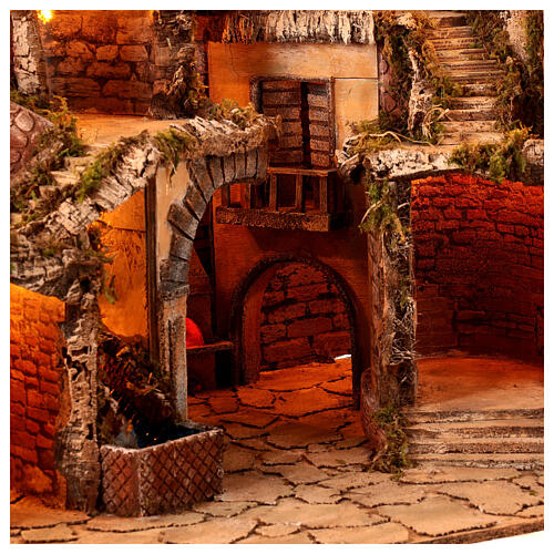 Setting with brook, oven and windmill for 10 cm figurines, Neapolitan Nativity Scene village, 70x85x60 cm 6