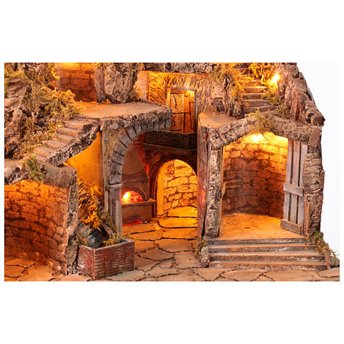 Crèche napolitaine ruisseau four moulin pour statues 10 cm 70x85x60 cm 7
