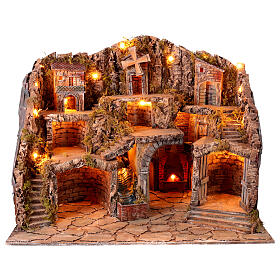 Presepe napoletano ruscello forno mulino per statue 10 cm 70x85x60 cm