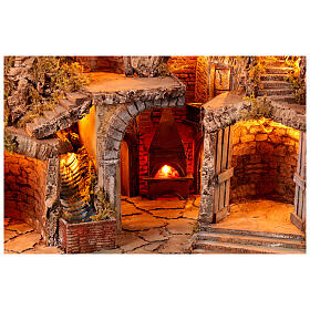 Presepe napoletano ruscello forno mulino per statue 10 cm 70x85x60 cm