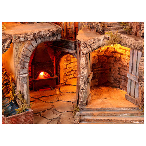 Presépio napolitano ribeira forno moinho para figuras 10 cm 70x85x60 cm 5