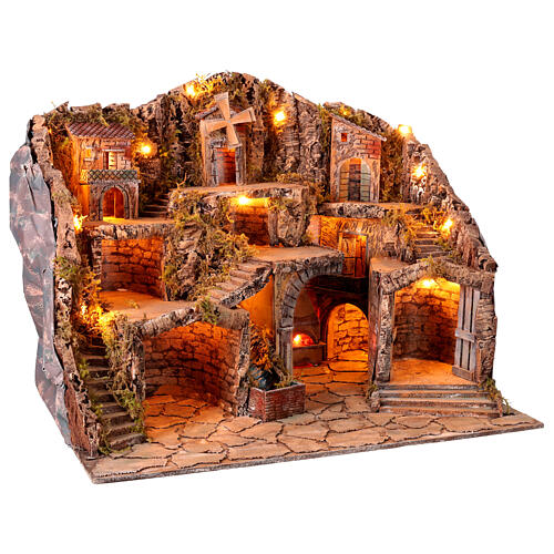 Neapolitan nativity scene stream oven mill for statues 10 cm, 70x85x60 cm 4