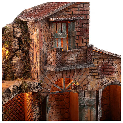 Casa con establo Nápoles belén 14-16 cm cesta movimiento 45x60x35 cm 2