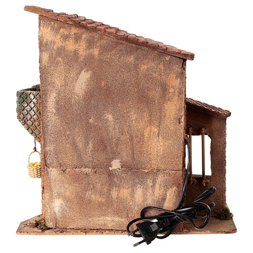 Cork house with basket for 10 cm Neapolitan Nativity Scene, 35x35x20 cm 5