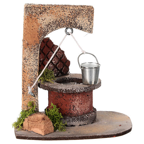 Pozzo presepe 10 cm napoletano sughero dipinto 15x15x10 cm 1