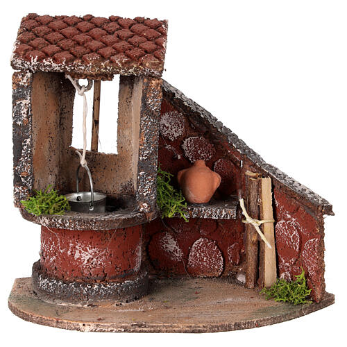 Setting with well and shelf for 8-10 cm Neapolitan Nativity Scene, 15x15x10 cm 1