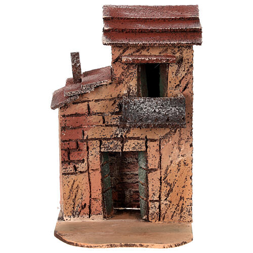 House for 4 cm Neapolitan Nativity Scene, cork and wood, 15x10x10 cm 1