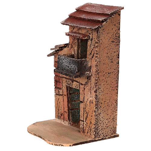 House for 4 cm Neapolitan Nativity Scene, cork and wood, 15x10x10 cm 2