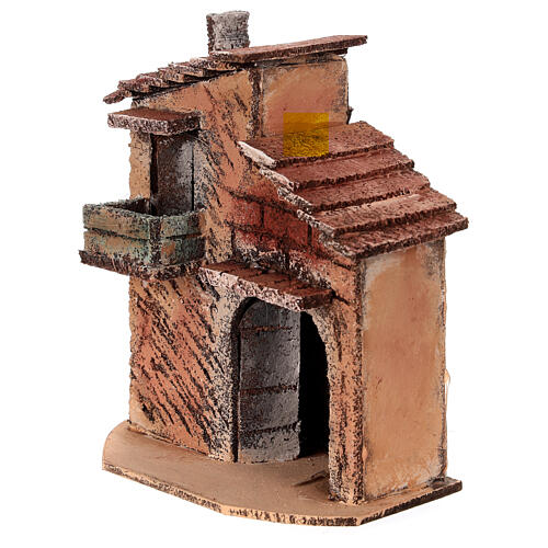 Maisonnette deux étages crèche napolitaine 6 cm 15x15x8 cm 2