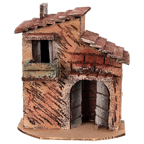 Casetta due piani presepe 6 cm Napoli 15x15x8 cm 1